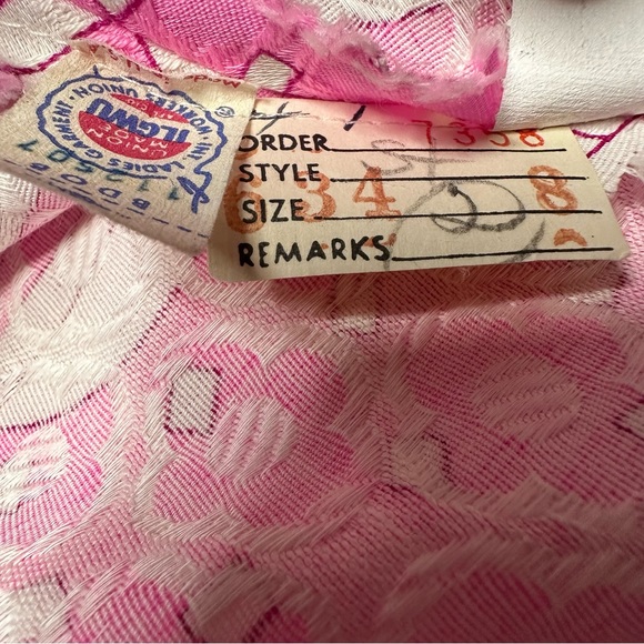 Vintage 60s 70s Harmay Maxi Formal Dress Pink White Geometric Print Size Small - Picture 16 of 17